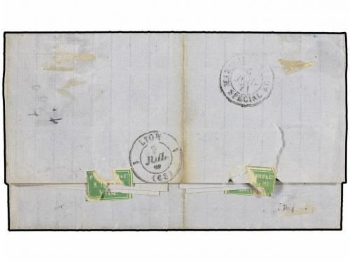 ✉ LEVANTE. 1871. SMYRNA a FRANCIA. 20 cts. bistre (Burdeos) 