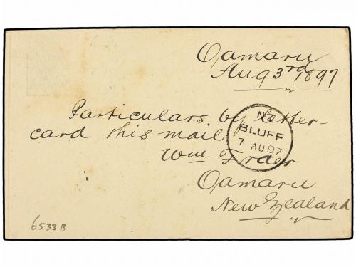 ✉ NUEVA ZELANDA. Sg. 194. 1897. OMARU to CALCUTTA (India). P