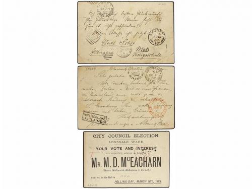 ✉ AUSTRALIA. 1893-1903. 3 covers or cards set to AUSTRALIA w