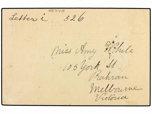 ✉ AUSTRALIA. 1894. PRAHAN (Victoria) to LONDON. 1 p. postal 