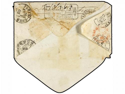 ✉ AUSTRALIA. 1866. MELBOURNE to SWITZERLAND. 6 p. blue (4). 