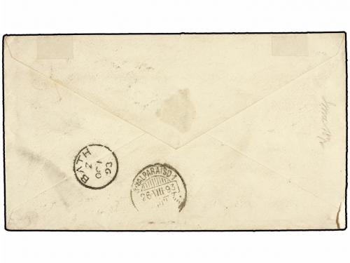 ✉ CHILE. Sc. 28. 1893. SANTIAGO a GRAN BRETAÑA. Entero posta