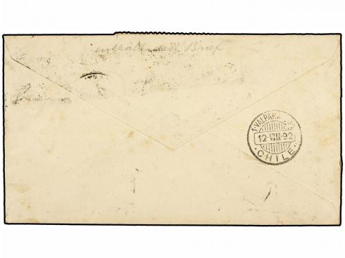 ✉ CHILE. 1892. SANTIAGO a HOLANDA. Entero postal de 10 cts. 