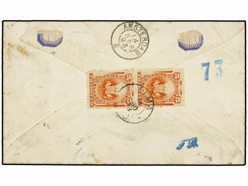 ✉ PERU. 1893. LIMA a HOLANDA. Entero postal de 10 ctvos. roj