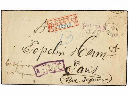 ✉ VENEZUELA. 1907. LA GRITA a PARÍS. 25 cts. azul, bloque de