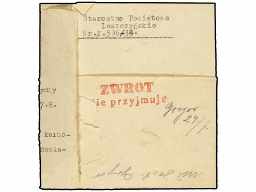 ¿ POLONIA. 1935. LESZNO. Circulated without stamps, taxed on