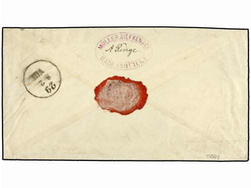 ¿ COLOMBIA. 1887. BARRANQUILLA a ALEMANIA. 10 ctvos. naranja