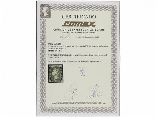 * ESPAÑA. Ed. 1A. 6 cuartos. negro, pl. II tipo 31. Importan