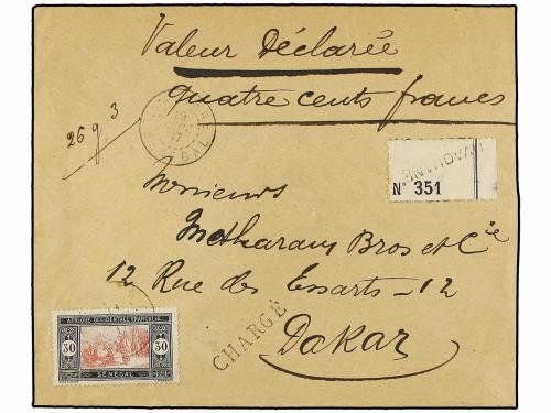 ✉ SENEGAL. 1917. TIVAOUANE a DAKAR. 10 cts. y 30 cts. VALOR 