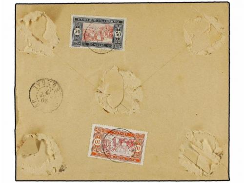 ✉ SENEGAL. 1917. TIVAOUANE a DAKAR. 10 cts. y 30 cts. VALOR 