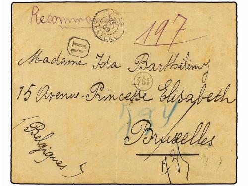 ✉ SENEGAL. 1909. DAKAR a BÉLGICA. 1 cto. negro (10) (un sell