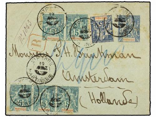 ✉ MARTINICA. 1893. ST. PIERRE a HOLANDA. Entero postal de 15
