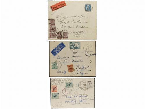 ✉ MARRUECOS. 1925-60. Conjunto de 6 cartas o tarjetas, tasad