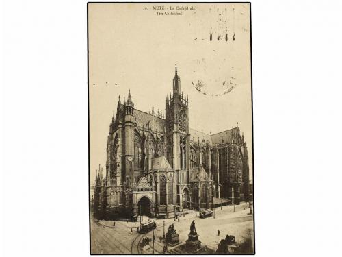 ✉ FRANCIA. 1921. METZ a PONT A MOUSSON. 15 cts. verde tasado