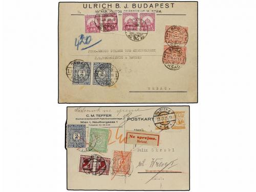 ✉ YUGOSLAVIA. 1925-28. Conjunto de 5 cartas o tarjetas circu