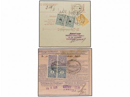 ✉ YUGOSLAVIA. 1926-28. Conjunto de 6 RECIBOS DE PAQUETES POS