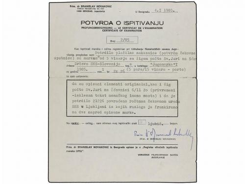 ¿ YUGOSLAVIA. 1920. SHS SLOVENIA. Recibo de 60 kr. tasado al