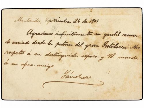 ✉ URUGUAY. 1901. MONTEVIDEO a FRANCIA. Entero postal de 2 ct