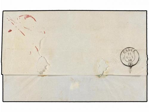 ✉ GIBRALTAR. Ed. 48 (3). 1858. GIBRALTAR a CÁDIZ. 4 cuartos 