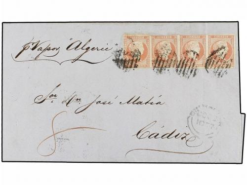✉ GIBRALTAR. Ed. 48 (4). 1857. GIBRALTAR a CÁDIZ por vía mar