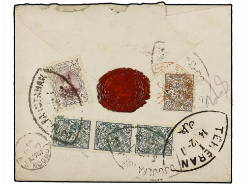 ✉ IRAN. 1907. DJOULFA-ISPAHAN to LONDON. Registered cover fr