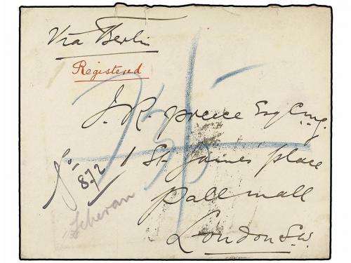 ✉ IRAN. 1907. DJOULFA-ISPAHAN to LONDON. Registered cover fr