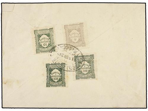 ✉ PORTUGAL. 1924. PARÍS a LISBOA. 25 cts. azul, tasada a la 