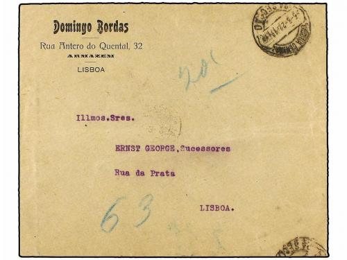 ✉ PORTUGAL. 1922. LISBOA correo interior. Circulada sin sell