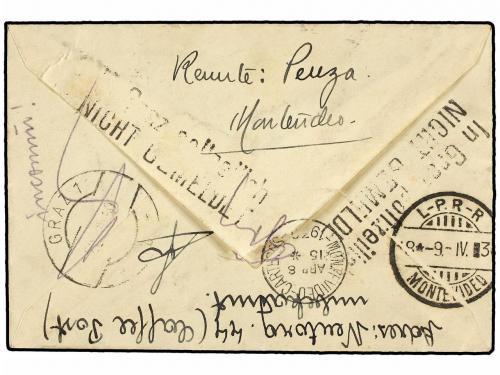 ✉ URUGUAY. 1930. MONTEVIEDO a AUSTRIA. 5 mil. negro, tasada 