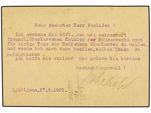 ✉ YUGOSLAVIA. 1921. LJUBIJANA to WIEN. 15 l. yellow green po