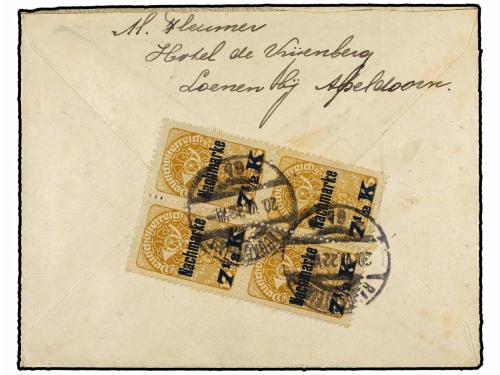 ✉ HOLANDA. 1922. LOENEN to AUSTRIA. 10 cts. grey, taxed on a