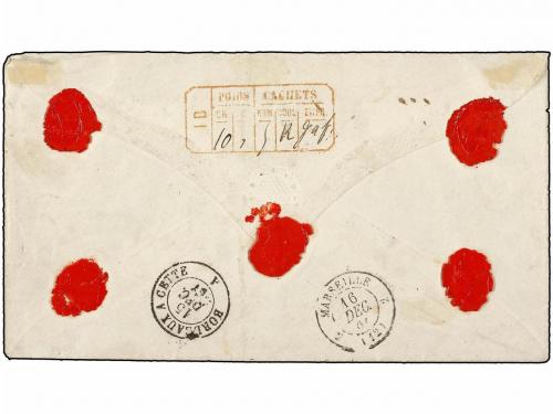 ✉ PORTUGAL. Af. 20, 23, 25 (2). 1867. LISBOA a FRANCIA. 10 r