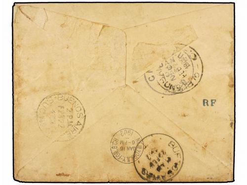 ✉ CUBA. 1900. CUBA a BUENOS AIRES. 2 ctvos. rojo (2) tasado 