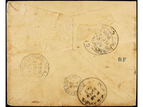 ✉ CUBA. 1900. CUBA a BUENOS AIRES. 2 ctvos. rojo (2) tasado 