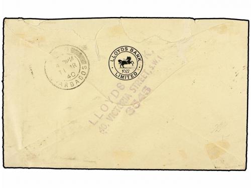 ¿ BARBADOS. 1940. LONDON to BRIDGETOWN. 3 d. violet and 6 d.