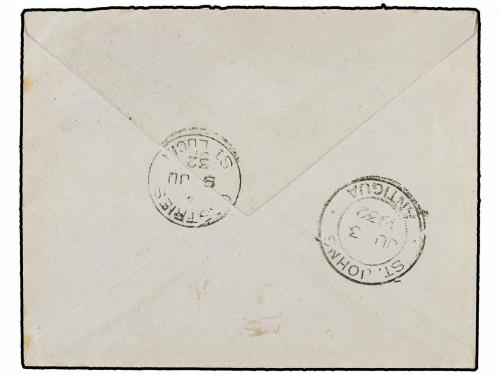 ✉ SANTA LUCIA. 1932. MONTSERRAT to CASTRIES. 1/2 p. green, t