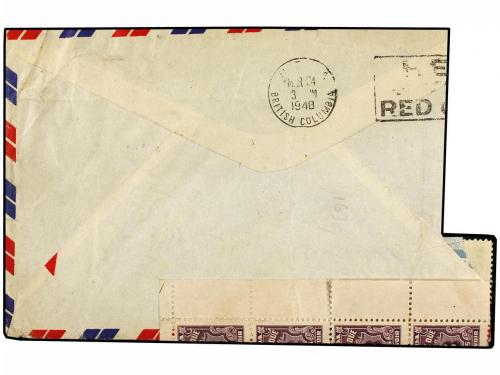 ✉ HONG KONG. 1948. HONG KONG to CANADA. Large part of cover 