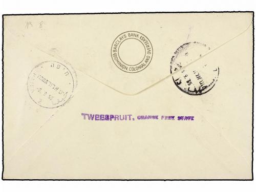 ✉ ISRAEL. 1955. SOURH AFRICA to HAIFA. 2 d. purple, taxed on