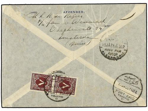 ✉ EGIPTO. 1938. AMSTERDAM (Netherlands) to PORT SAID. 12 1/2