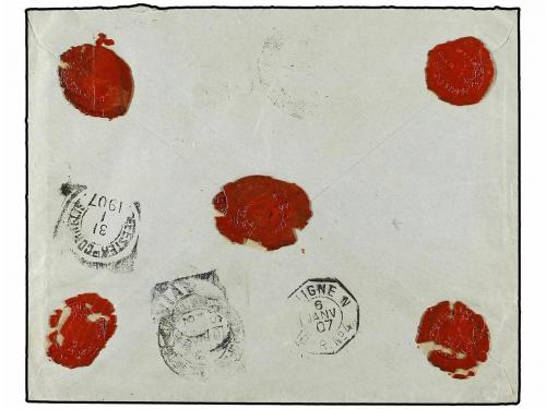 ✉ URUGUAY. 1907. MONTEVIDEO a BATAVIA (Indias Holandesas). 5