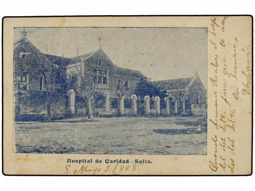 ✉ URUGUAY. 1908. SALTO a ST. LOUIS (Senegal). Tarjeta postal