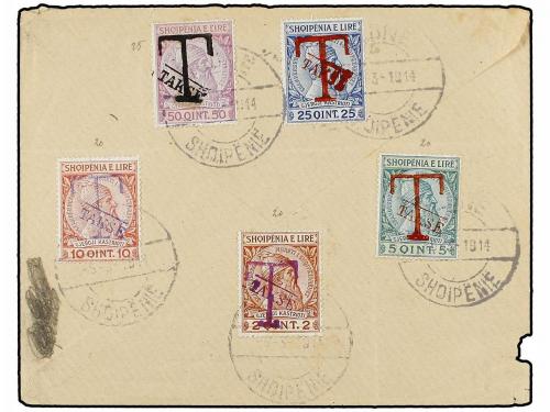 ✉ ALBANIA. Mi. P 1/5. 1914. FIER to VLONE. Unfranked cover, 