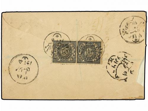 ✉ ESTADOS INDIOS: HAIDERABAD. (1900 CA.). 1/2 anna red envel