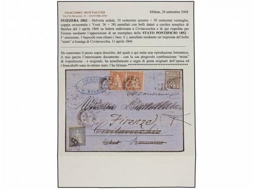 ✉ ITALIA ANTIGUOS ESTADOS: ESTADOS PONTIFICIOS. 1862. Cover 