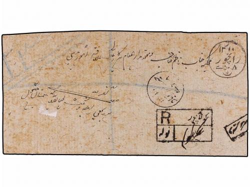 ✉ ESTADOS INDIOS: HAIDERABAD. (1900 CA.). 1/2 anna red, bloc