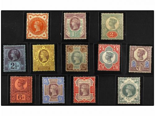 GRAN BRETAÑA. 1887-92. Complete set 1/2 to 1 sh. well center