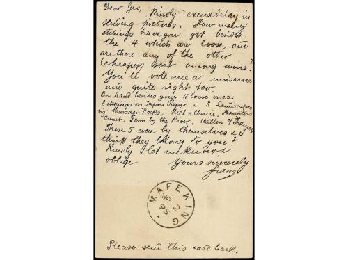 ✉ BECHUANALAND. 1895. GABERONES to ALIEVAL.1 p. postal stati
