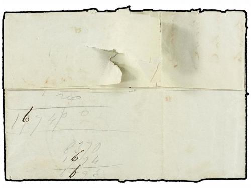 ✉ ESPAÑA: PREFILATELIA. 1849. SAN ROQUE a SEVILLA. Fechador 