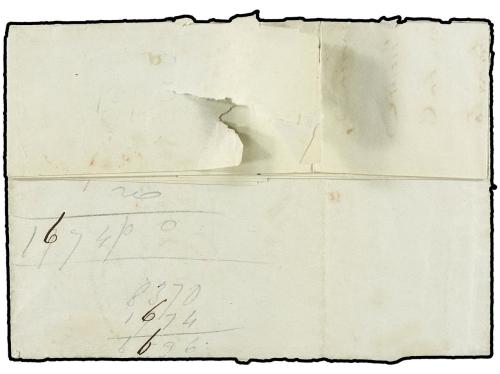 ✉ ESPAÑA: PREFILATELIA. 1849. SAN ROQUE a SEVILLA. Fechador 