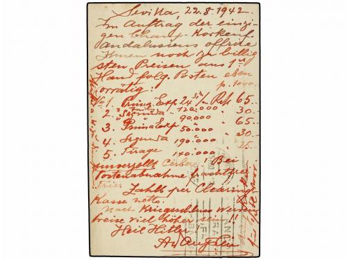 ✉ ESPAÑA ENTEROS POSTALES. Ed. 83. 1942. SEVILLA a ALEMANIA.